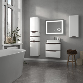 Тумба Sanwerk Alessa Air 60 см с раковиной Rapid МДФ белый/венге MV0000901