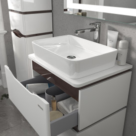 Тумба Sanwerk Alessa Air 60 см із раковиною Rapid МДФ білий/венге MV0000901