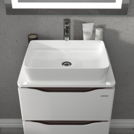 Тумба Sanwerk Alessa Air 60 см с раковиной Rapid МДФ белый/венге MV0000901