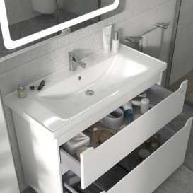 Тумба Sanwerk Era 100 см із раковиною Сава МДФ білий MV0000908