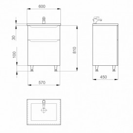 Тумба Sanwerk Era 60 см із раковиною Space Line МДФ білий MV0000851