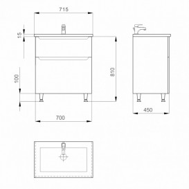 Тумба Sanwerk Era 70 см із раковиною Qtap МДФ білий MV0000852
