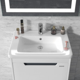 Тумба Sanwerk Greta 60 см с раковиной Space Line МДФ белый MV0000883