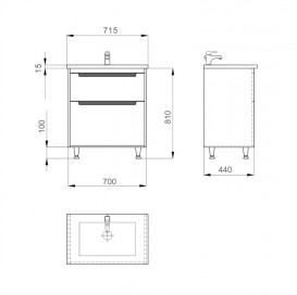 Тумба Sanwerk Greta 70 см с раковиной Qtap МДФ белый MV0000884