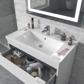 Тумба Sanwerk Greta 80 см із раковиною New Line МДФ білий MV0000885