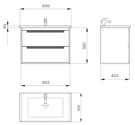 Тумба Sanwerk Greta Air 65 см с раковиной Idea МДФ белый MV0000891