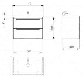 Тумба Sanwerk Greta Air 80 см с раковиной New Line МДФ белый MV0000887