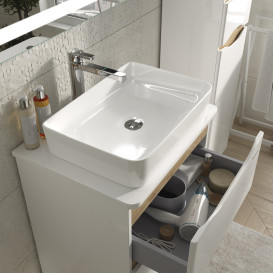 Тумба Sanwerk Liga 60 см с раковиной Rapid МДФ белый/мессина MV0000905