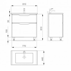 Тумба Sanwerk Liga 80 см с раковиной Idea МДФ белый/мессина MV0000859