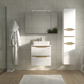 Тумба Sanwerk Liga Air 60 см із раковиною Rapid МДФ білий/месіна MV0000906