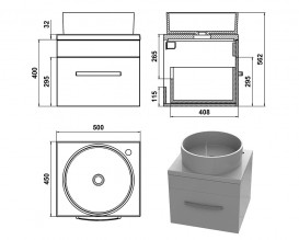 Тумба Snail Адель с раковиной Оазис 50х45 см крашенный МДФ/литьевой мрамор белый 500KM170