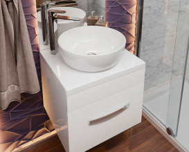 Тумба Snail Адель із раковиною Сакура 50х45 см фарбований МДФ/ливарний мармур білий 500KM177