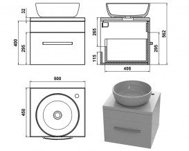 Тумба Snail Адель із раковиною Сакура 50х45 см фарбований МДФ/ливарний мармур білий 500KM177