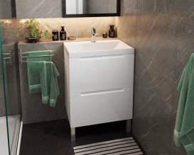 Тумба Snail Б'янко з раковиною Богема 60х41,5 см фарбований МДФ/ливарний мармур білий 6003КМ156