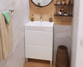 Тумба Snail Б'янко з раковиною Гранд 60х41,5 см фарбований МДФ/ливарний мармур білий 6003КМ148