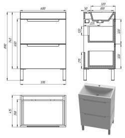 Тумба Snail Б'янко з раковиною Гранд 60х41,5 см фарбований МДФ/ливарний мармур білий 6003КМ148