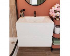 Тумба Snail Элегия с раковиной Орфей 80х48,5 см крашенный МДФ/литьевой мрамор белый 800КМ165/800