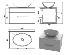 Тумба Snail Мадлен із раковиною Фієста 70х45 см фарбований МДФ/ливарний мармур білий 700KM174