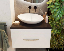 Тумба Snail Мадлен із раковиною Лотос 70х45 см фарбований МДФ/ливарний мармур білий 700KM173