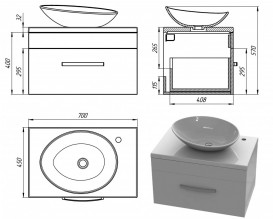 Тумба Snail Мадлен із раковиною Лотос 70х45 см фарбований МДФ/ливарний мармур білий 700KM173