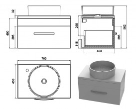 Тумба Snail Мадлен с раковиной Оазис 70х45 см крашенный МДФ/литьевой мрамор белый 700KM170