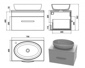 Тумба Snail Мадлен с раковиной Парадиз 70х45 см крашенный МДФ/литьевой мрамор белый 700KM179