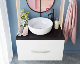 Тумба Snail Мадлен із раковиною Сакура 70х45 см фарбований МДФ/ливарний мармур білий 700KM177