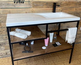 Тумба Snail Сицилия с раковиной Феникс 100х50 см металл/литьевой мрамор 1000LOFT159