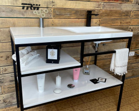 Тумба Snail Сицилия с раковиной Феникс 100х50 см металл/литьевой мрамор 1000LOFT159