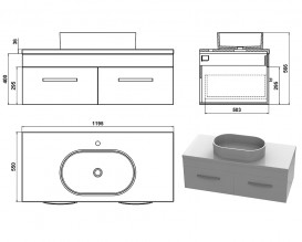 Тумба Snail Венера с раковиной Лиана 120х55 см крашенный МДФ/литьевой мрамор белый 1200KM172