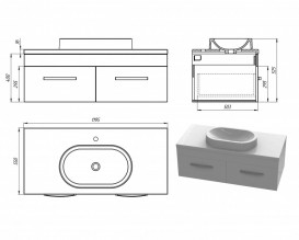 Тумба Snail Венера с раковиной Олимпия 120х55 см крашенный МДФ/литьевой мрамор белый 1200KM150