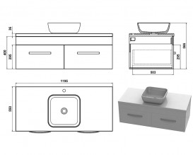 Тумба Snail Венера з раковиною Палермо 120х55 см фарбований МДФ/ливарний мармур білий 1200KM178