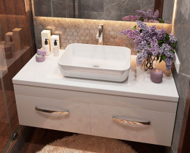 Тумба Snail Венера с раковиной Тифани 120х55 см крашенный МДФ/литьевой мрамор белый 1200KM176