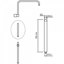 Подовжувач для душової штанги Tres 30 см сталь 918138503AC
