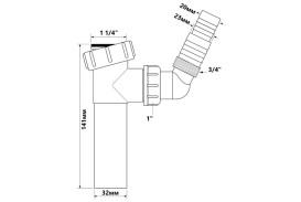 Удлинитель для сифона McAlpine 1¼ х 32 мм с подключением к стиральной машине TEE5/4B1