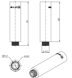 Удлинитель Fado Fitt Chrome ½'' 100 мм латунь хром UD100