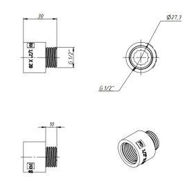 Удлинитель Fado Fitt Chrome ½'' 20 мм латунь хром UD20