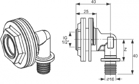 Угловое соединение резьбовое TECE TECEflex 16х1/2 для сливных бачков латунь 708601
