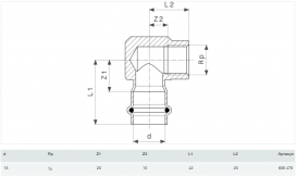Косинець перехідний 90° Viega Prestabo 1114.2 15хRp1/2 нелегована сталь 656478