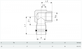 Угольник переходной 90° Viega Prestabo 1114.2 28хRp1 нелегированная сталь 642310