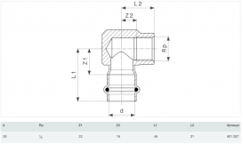 Угольник переходной 90° Viega Prestabo 1114.2 28хRp1/2 нелегированная сталь 601287