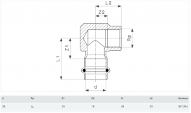 Угольник переходной 90° Viega Prestabo 1114.2 28хRp3/4 нелегированная сталь 601294