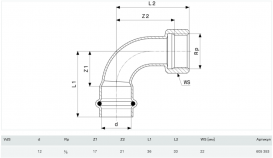 Угольник переходной 90° Viega Prestabo 1114.5 12хRp3/8 нелегированная сталь 605353