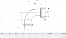 Угольник переходной 90° Viega Prestabo 1114.5 15хRp1/2 нелегированная сталь 601300