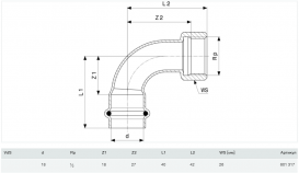 Угольник переходной 90° Viega Prestabo 1114.5 18хRp1/2 нелегированная сталь 601317