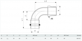 Угольник переходной 90° Viega Prestabo 35хR1 1/4 нелегированная сталь 558451