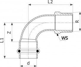 Угольник переходной 90° Viega Sanpress Inox G 0214 с SC‑Contur 18хR¾ нержавеющая сталь 486013