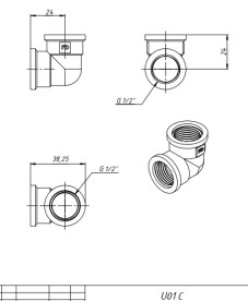 Уголок Fado Fitt Chrome ВВ ½'' латунь хром U01C