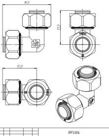 Кутник обжимний Fado Compress 32х32 нікельована латунь RFU04