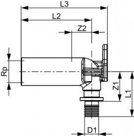 Куточок з настінним кріпленням подовжений Tece TECEflex з внутрішнім різьбленням 16x1 / 2 бронза 708614